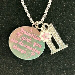 23" Necklace Multi Layered Charm Happy 11th Birthday Cherry Blossom Dandelion
